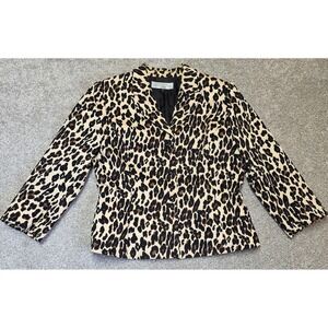 Tahari Arthur S Levine Classics Leopard Print Blazer Jacket Womens Size 10 306